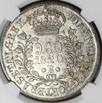 1820-R NGC MS 62 Brazil 960 Reis Overstruck Bolivia Colonial Silver 8 Reales (19100406C)