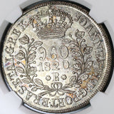 1820-R NGC MS 62 Brazil 960 Reis Overstruck Bolivia Colonial Silver 8 Reales (19100406C)