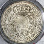 1820-R PCGS MS 63 Brazil 960 Reis Overstruck Bolivia 1800 8 Reales (20080201D)