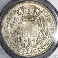 1820-R PCGS MS 63 Brazil 960 Reis Overstruck Bolivia 1800 8 Reales (20080201D)