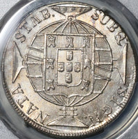 1820-R PCGS MS 63 Brazil 960 Reis Over Struck Spain Colonial Coin (21063003D)