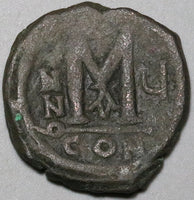 569 Justin II Sophia Byzantine Follis Constantinople Year 5 (23122704R)