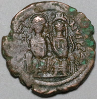 569 Justin II Sophia Byzantine Follis Nicomedia Year 5 (22100902R)