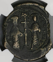 1059 Constantine X Eudocia Christ Byzantine Follis NGC VF Pedigree (19042701C)