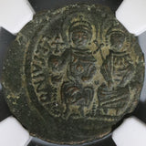572 NGC XF Justin II & Sophia Byzantine 20 Nummi 1/2 Follis Nicomedia Mint (18090409D)