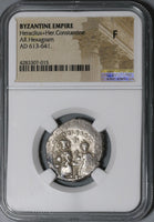 613 NGC F Heraclius & Heraclius Constanstine Hexagram Byzantine Empire Silver Coin Pedigree (20011803C)