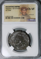 513 NGC Ch VF Heraclius Byzantine Empire Follis Cyzicus Overstruck (21092801C)