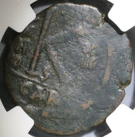 539 NGC Fine Justinian I Byzantine Empire 20 Nummi 1/2 Follis Rare Carthage Mint Year 13 (21092301C)
