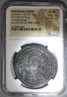 541 NGC Ch XF Justinian I Byzantine Empire Follis Constantinople Mint Pedigree (18121701C)