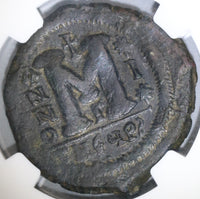565 NGC VF Justin II Byzantine Follis Antioch Mint Pedigree (18121801C)