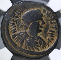 527 NGC F Justin I & Justinian I Byzantine Empire Follis Nicomedia Mint Rare Joint Reign Coin (18121602C)