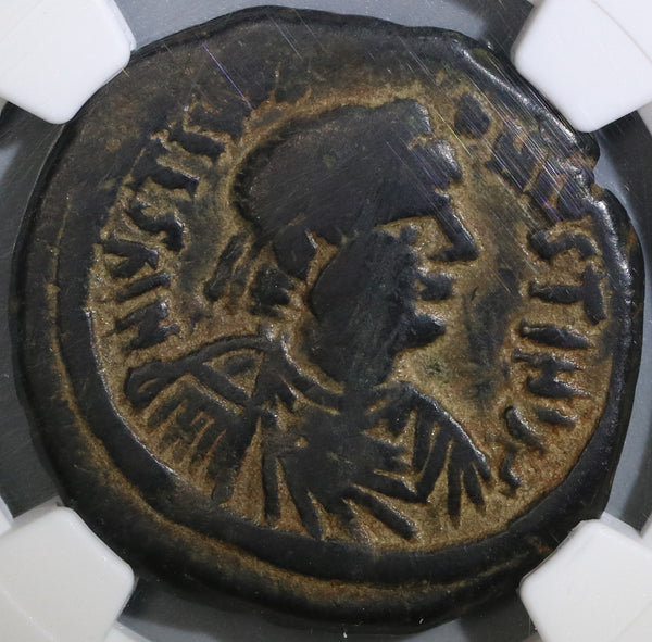 527 NGC F Justin I & Justinian I Byzantine Empire Follis Nicomedia Mint Rare Joint Reign Coin (18121602C)