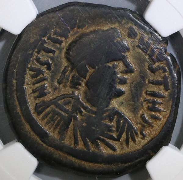527 NGC F Justin I & Justinian I Byzantine Empire Follis Nicomedia Mint Rare Joint Reign Coin (18121602C)