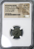 562 NGC Ch XF Ravenna Justinian I Byzantine Empire Decanummium (19070602C)