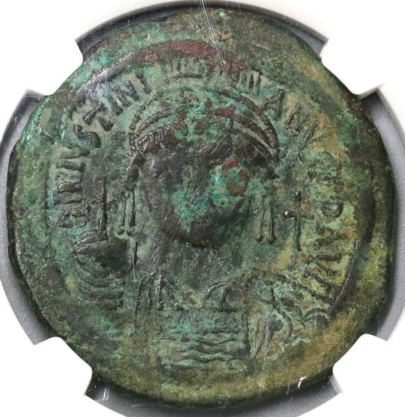 540 Justinian I Byzantine Empire Dated Follis Constantinople Mint NGC VF (19081201C)