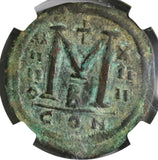 540 Justinian I Byzantine Empire Dated Follis Constantinople Mint NGC VF (19081201C)