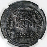 538 NGC AU Justinian I Byzantine Empire Follis Nicomedia Mint Dated Coin (21010201C)
