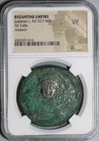 539 Justinian I Byzantine Dated Follis Antioch Mint Year 13 NGC VF Pedigree (20012802C)