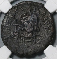 584 NGC VF Maurice Tiberius Byzantine Empire Follis Cyzicus Year 3 (21082903C)