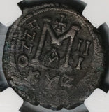 584 NGC VF Maurice Tiberius Byzantine Empire Follis Cyzicus Year 3 (21082903C)