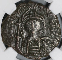 589 NGC VF Maurice Tiberius Byzantine Empire Follis Cyzicus Year 8 (21082904C)