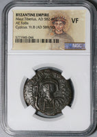 589 NGC VF Maurice Tiberius Byzantine Empire Follis Cyzicus Year 8 (21082904C)