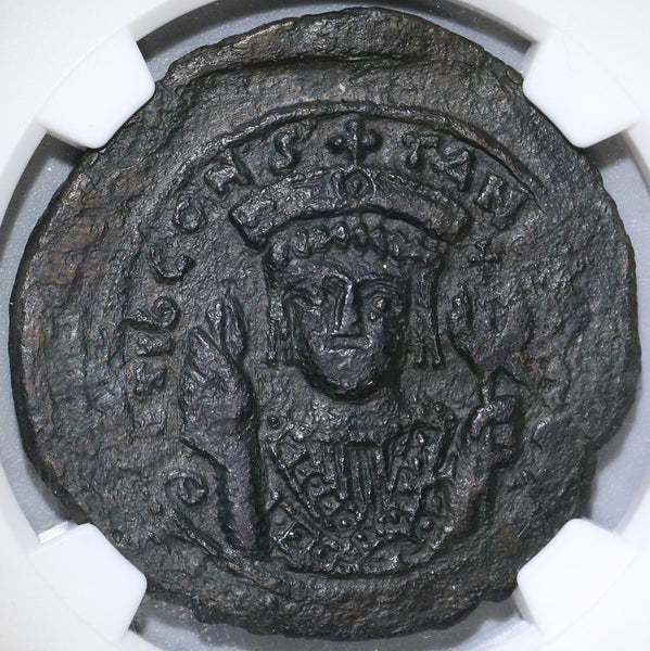 578 Tiberius II Constantine Byzantine Follis NGC Ch XF Pedigree (19041603C)