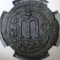 578 Tiberius II Constantine Byzantine Follis NGC Ch XF Pedigree (19041603C)