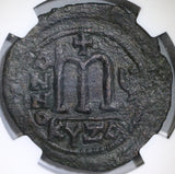 578 Tiberius II Constantine Byzantine Follis NGC Ch XF Pedigree (19041603C)