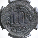 578 Tiberius II Constantine Byzantine Follis NGC Ch XF Pedigree (19041603C)