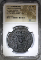 578 Tiberius II Constantine Byzantine Follis NGC Ch XF Pedigree (19041603C)