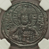 1020 NGC AU Jesus Christ Byzantine Empire Follis Anonymous Ancient Class A3 Coin (21091602C)
