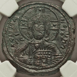 1020 NGC AU Jesus Christ Byzantine Empire Follis Anonymous Ancient Class A3 Coin (21091602C)