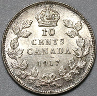 1917 Canada George V UNC 10 Cents Dime Coin (21042503R)