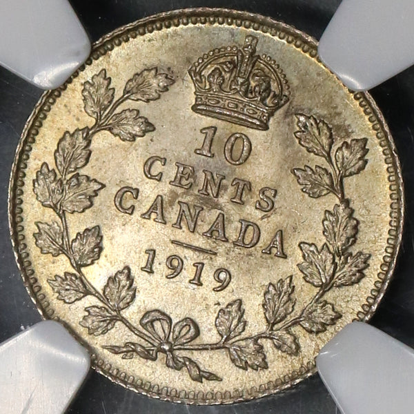 1919 NGC MS 65 Canada 10 Cents Die Rotation Error Silver Coin