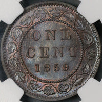 1859 NGC MS 63+ Canada 1 Cent Narrow 9 Victoria Coin (18042801D)