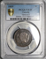 1859 PCGS VF 35 Canada Victoria Large Cent Narrow 9 Penny Coin (23020904C)