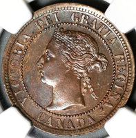 1891 NGC MS 62 Canada 1 Cent LL LD Victoria Large Leaves Large Date (21020804C)
