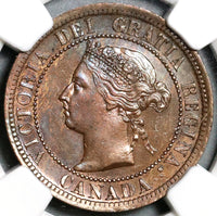 1891 NGC MS 62 Canada 1 Cent LL LD Victoria Large Leaves Large Date (21020804C)