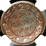 1891 NGC MS 62 Canada 1 Cent LL LD Victoria Large Leaves Large Date (21020804C)