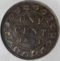 1891 NGC VF 35 Canada 1 Cent LL SD Victoria Large Leaves Small Date (20030304C)