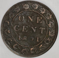 1891 NGC VF 35 Canada 1 Cent LL SD Victoria Large Leaves Small Date (20030304C)