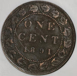1891 NGC VF 35 Canada 1 Cent LL SD Victoria Large Leaves Small Date (20030304C)