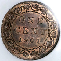 1901 NGC MS 63 RB Canada 1 Cent Victoria Mint State Fatty Holder Coin (22100901C)