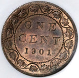 1901 NGC MS 63 RB Canada 1 Cent Victoria Mint State Fatty Holder Coin (22100901C)