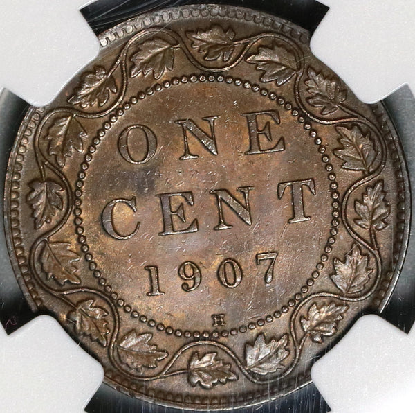 1907-H NGC AU Det Canada 1 Cent Edward VII Key Date Coin (21011204C)