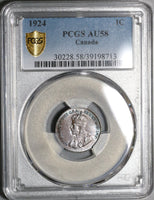1924 PCGS AU 58 Canada 1 Cent George V Scarce Coin (20041101C)