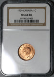 1939 NGC MS 64 RD Canada 1 Cent George VI Mint State Red Coin (20030203C)