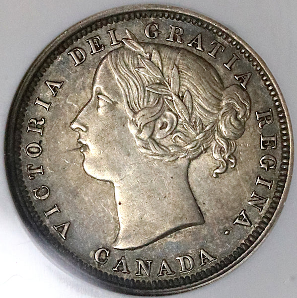 1858 NGC AU 50 Canada Victoria 20 Cents Silver Coin (22050102C)