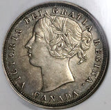 1858 NGC AU 50 Canada Victoria 20 Cents Silver Coin (22050102C)